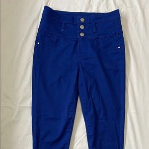 High waisted button Royal Blue Jeans
